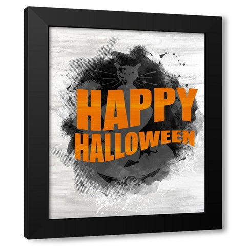 Happy Halloween Black Modern Wood Framed Art Print by Kimberly, Allen