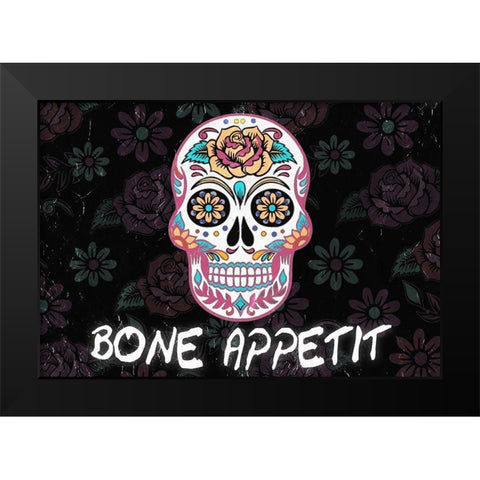 Bone Appetit Black Modern Wood Framed Art Print by Kimberly, Allen