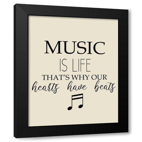 Music is Life Black Modern Wood Framed Art Print with Double Matting by Kimberly, Allen