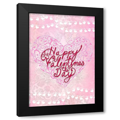 Valentines Day Heart Black Modern Wood Framed Art Print with Double Matting by Kimberly, Allen