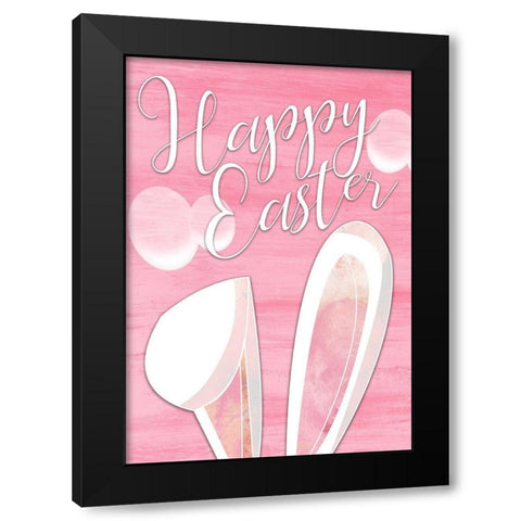 Happy Easter Bunny Ears Black Modern Wood Framed Art Print by Kimberly, Allen