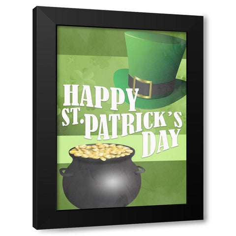 Happy Saint Patricks Day Black Modern Wood Framed Art Print by Kimberly, Allen
