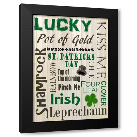 Saint Patricks Day Black Modern Wood Framed Art Print by Kimberly, Allen