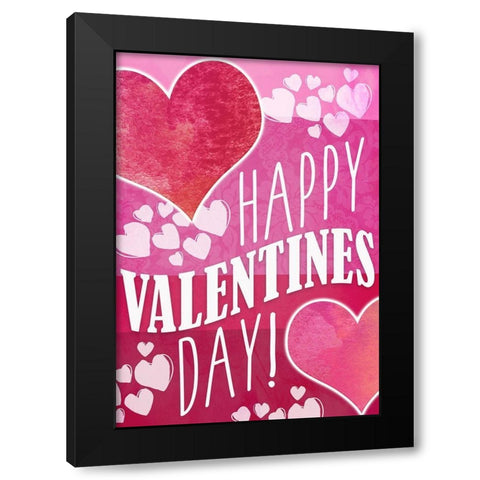 Happy Valentines Day Black Modern Wood Framed Art Print with Double Matting by Kimberly, Allen