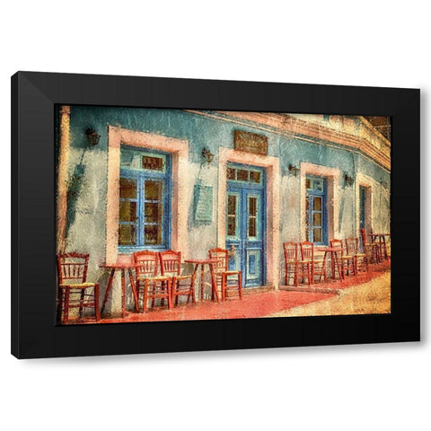 Corner Cafe Black Modern Wood Framed Art Print by Kimberly, Allen