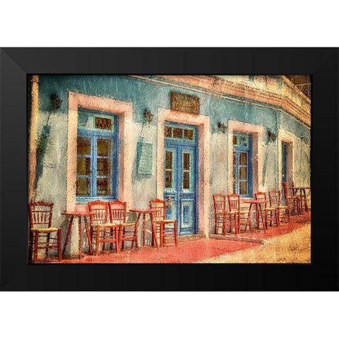 Corner Cafe Black Modern Wood Framed Art Print by Kimberly, Allen