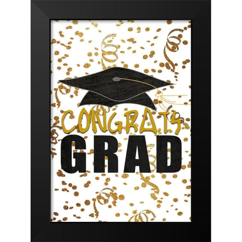 Congrats Grad Black Modern Wood Framed Art Print by Kimberly, Allen