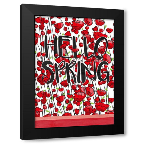 Hello Spring Black Modern Wood Framed Art Print with Double Matting by Kimberly, Allen
