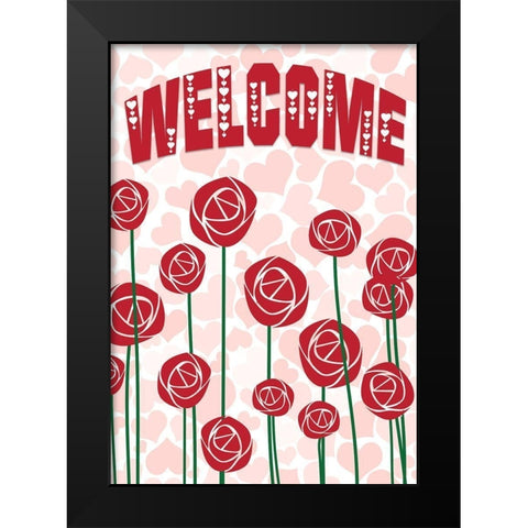 Welcome Roses Black Modern Wood Framed Art Print by Kimberly, Allen