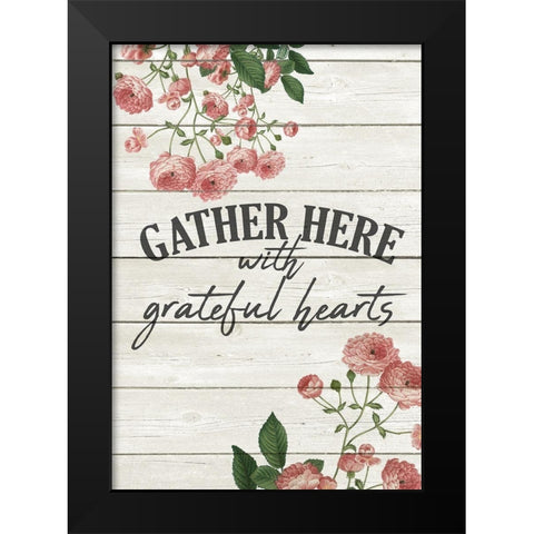 Grateful Hearts Black Modern Wood Framed Art Print by Kimberly, Allen
