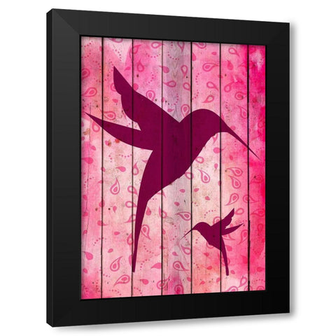 Hummingbird Pink Black Modern Wood Framed Art Print with Double Matting by Kimberly, Allen
