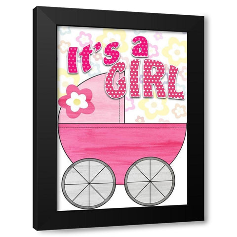 Its a Girl Black Modern Wood Framed Art Print by Kimberly, Allen