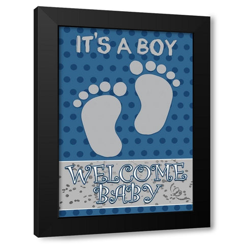 Baby Feet Boy Black Modern Wood Framed Art Print with Double Matting by Kimberly, Allen