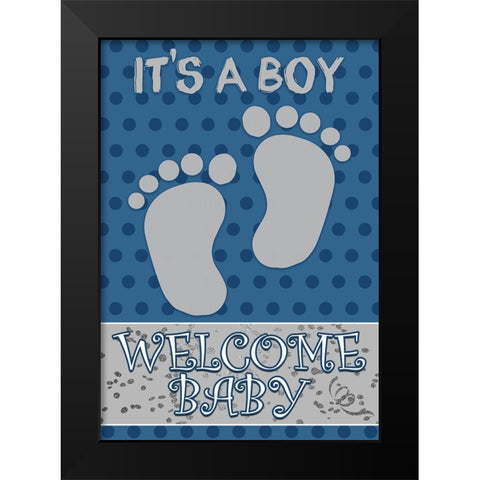 Baby Feet Boy Black Modern Wood Framed Art Print by Kimberly, Allen