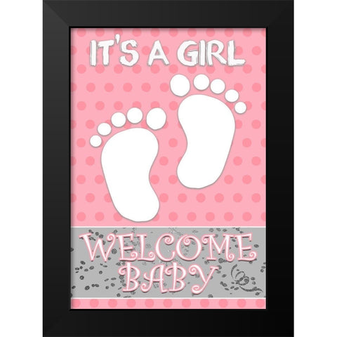 Baby Feet Girl Black Modern Wood Framed Art Print by Kimberly, Allen