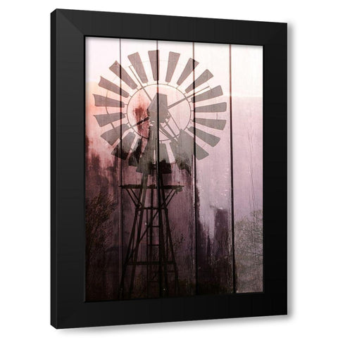 Windmill Sunset Black Modern Wood Framed Art Print by Kimberly, Allen