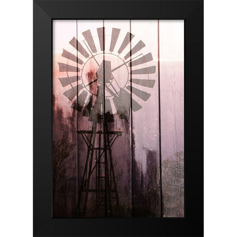 Windmill Sunset Black Modern Wood Framed Art Print by Kimberly, Allen