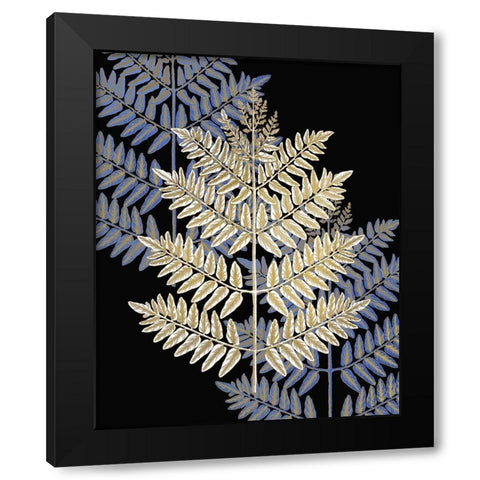 Gilded Fern 1 Black Modern Wood Framed Art Print with Double Matting by Kimberly, Allen