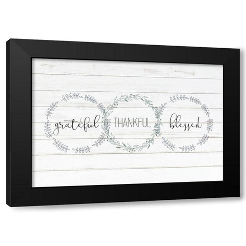 Grateful Thankful Blessed Black Modern Wood Framed Art Print with Double Matting by Kimberly, Allen