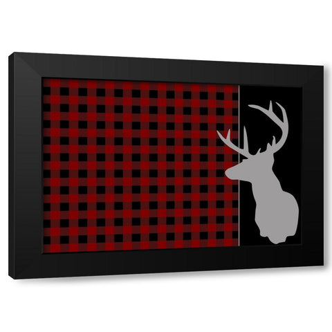 Buffalo Plaid Deer Black Modern Wood Framed Art Print with Double Matting by Kimberly, Allen