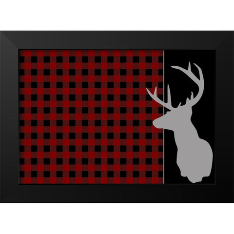 Buffalo Plaid Deer Black Modern Wood Framed Art Print by Kimberly, Allen