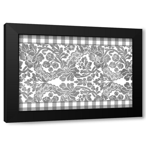 Gingham Floral Gray Black Modern Wood Framed Art Print by Kimberly, Allen