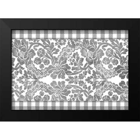 Gingham Floral Gray Black Modern Wood Framed Art Print by Kimberly, Allen