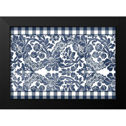 Gingham Floral Navy Black Modern Wood Framed Art Print by Kimberly, Allen