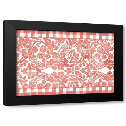 Gingham Floral Black Modern Wood Framed Art Print by Kimberly, Allen