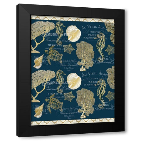 Azure Coastal Navy Full Black Modern Wood Framed Art Print by Kimberly, Allen