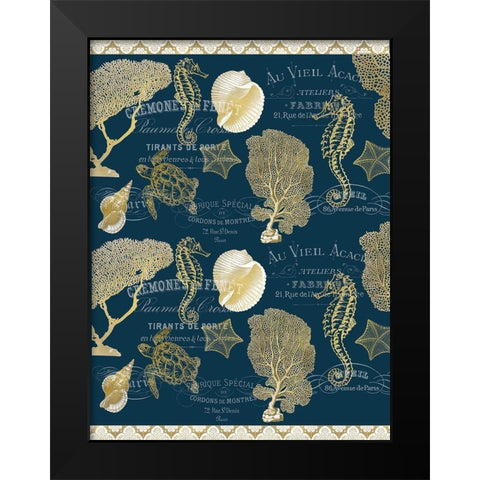 Azure Coastal Navy Full Black Modern Wood Framed Art Print by Kimberly, Allen