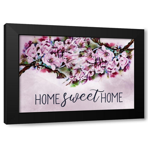 Home Sweet Home Cherry Blossoms Black Modern Wood Framed Art Print by Kimberly, Allen