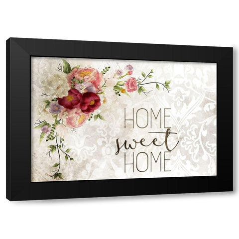 Home Sweet Home Peony Black Modern Wood Framed Art Print by Kimberly, Allen