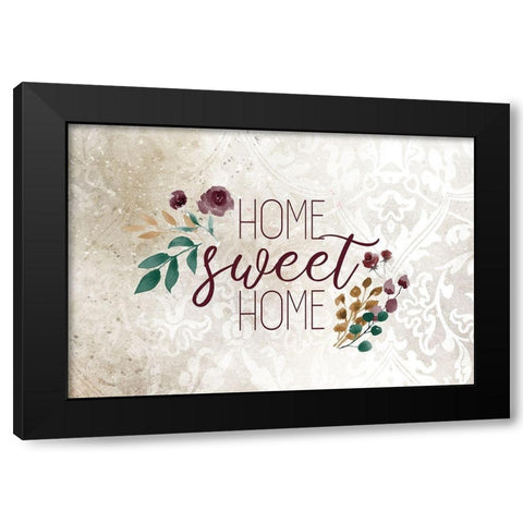 Home Sweet Home Floral 2 Black Modern Wood Framed Art Print by Kimberly, Allen