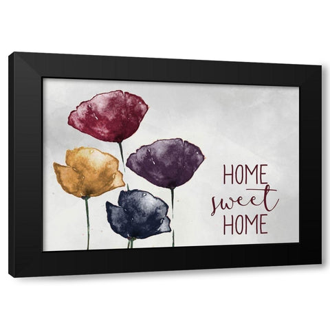 Home Sweet Home Poppies Black Modern Wood Framed Art Print by Kimberly, Allen