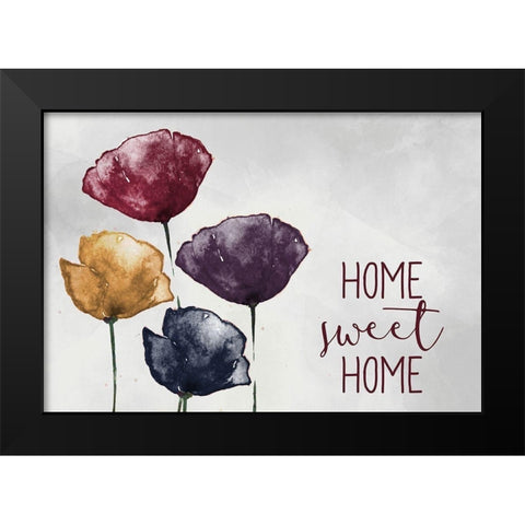 Home Sweet Home Poppies Black Modern Wood Framed Art Print by Kimberly, Allen