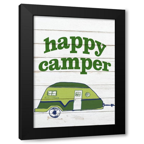 Green Happy Camper 1 Black Modern Wood Framed Art Print by Kimberly, Allen