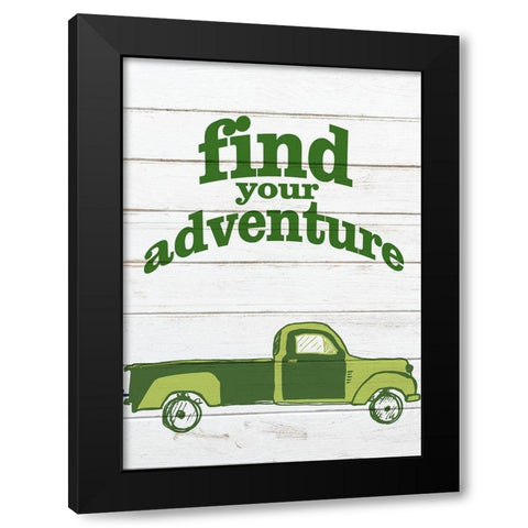 Green Happy Camper 2 Black Modern Wood Framed Art Print by Kimberly, Allen