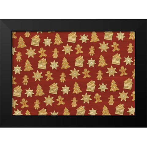 Gingerbread Christmas Black Modern Wood Framed Art Print by Kimberly, Allen