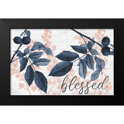 Navy Branches 1 Blessed Black Modern Wood Framed Art Print by Allen, Kimberly