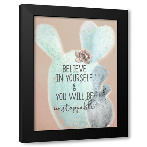 Cactus Believe 1 Black Modern Wood Framed Art Print by Kimberly, Allen