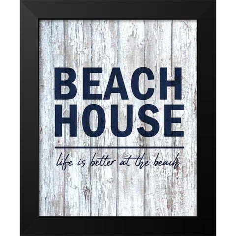 Beach House 2 Black Modern Wood Framed Art Print by Kimberly, Allen