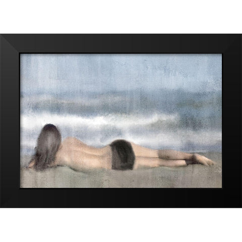 Beach Relaxation Black Modern Wood Framed Art Print by Kimberly, Allen