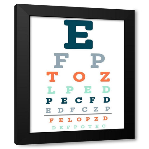 Eye Chart Blues Black Modern Wood Framed Art Print by Kimberly, Allen