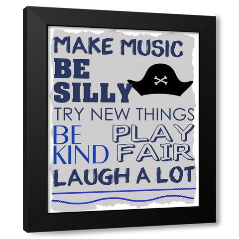 Be Silly 1 Blue Black Modern Wood Framed Art Print by Kimberly, Allen