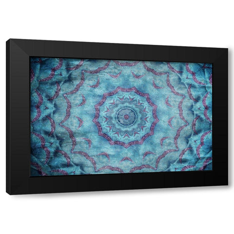 Teal Kaleidoscope Black Modern Wood Framed Art Print by Kimberly, Allen