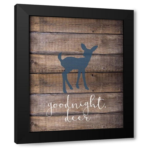 Goodnight Deer Blue Black Modern Wood Framed Art Print by Kimberly, Allen