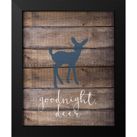 Goodnight Deer Blue Black Modern Wood Framed Art Print by Kimberly, Allen