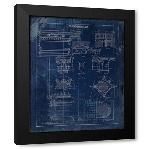 Details 1 Blue Black Modern Wood Framed Art Print with Double Matting by Kimberly, Allen