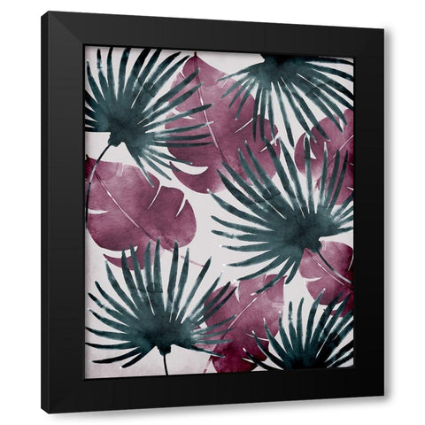 Palms 1 Black Modern Wood Framed Art Print with Double Matting by Kimberly, Allen
